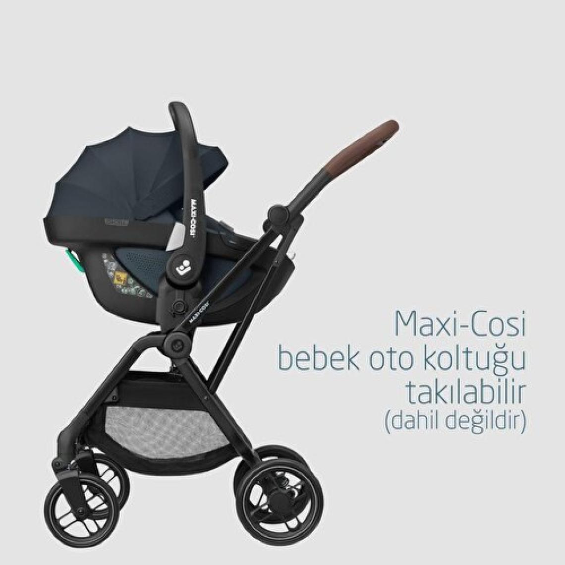 Maxi-Cosi Leona2-Cabriofix Tek Elle Katlanabilen Ultra Kompakt Çift Yönlü Seyahat Sistem Bebek Arabası Essential Graphite