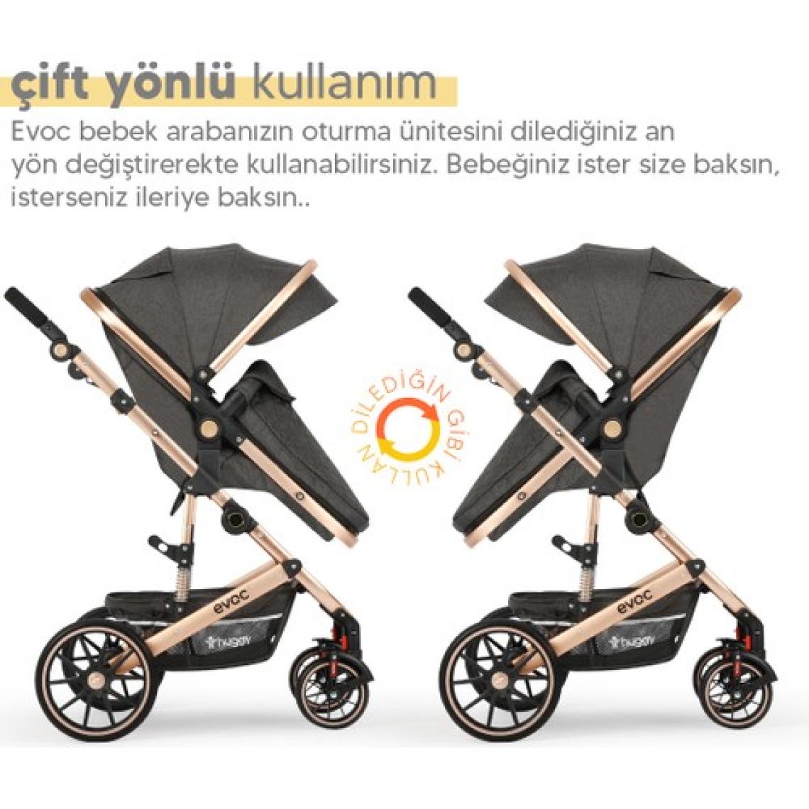 Huggy Evoc 5 in 1 Travel Bebek Arabası Antrasit