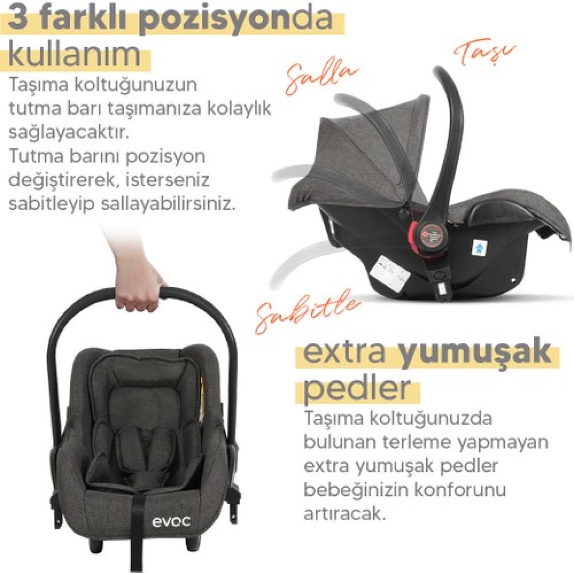 Huggy Evoc 5 in 1 Travel Bebek Arabası Antrasit