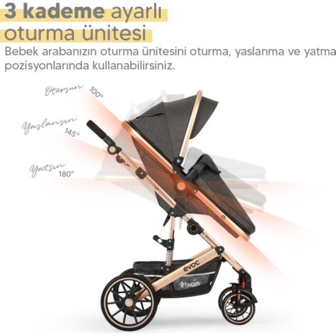 Huggy Evoc 5 in 1 Travel Bebek Arabası Antrasit