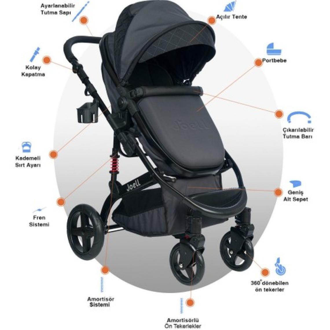 Joell Truva 1712 Füme Travel Sistem Bebek Arabası