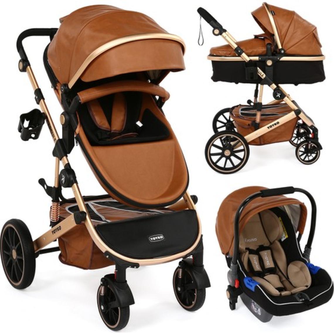 Yoyko Capsule Egg Travel Sistem Bebek Arabası Kahve Rose