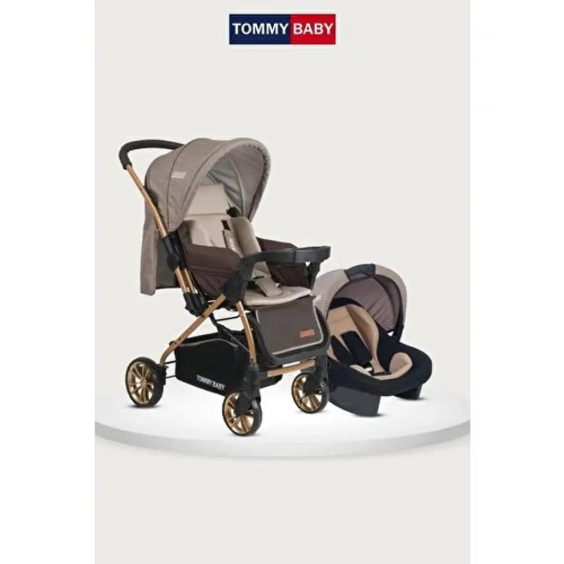 Tommybaby TB-980 Gold Çift Yön Füme Travel Sistem Bebek Arabası