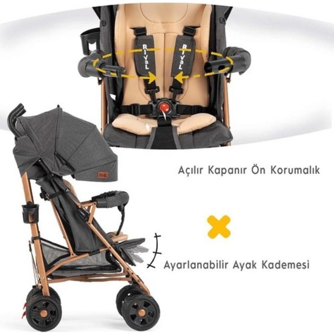 Rival RV111 Sweet Gold-Antrasit Baston Bebek Arabası