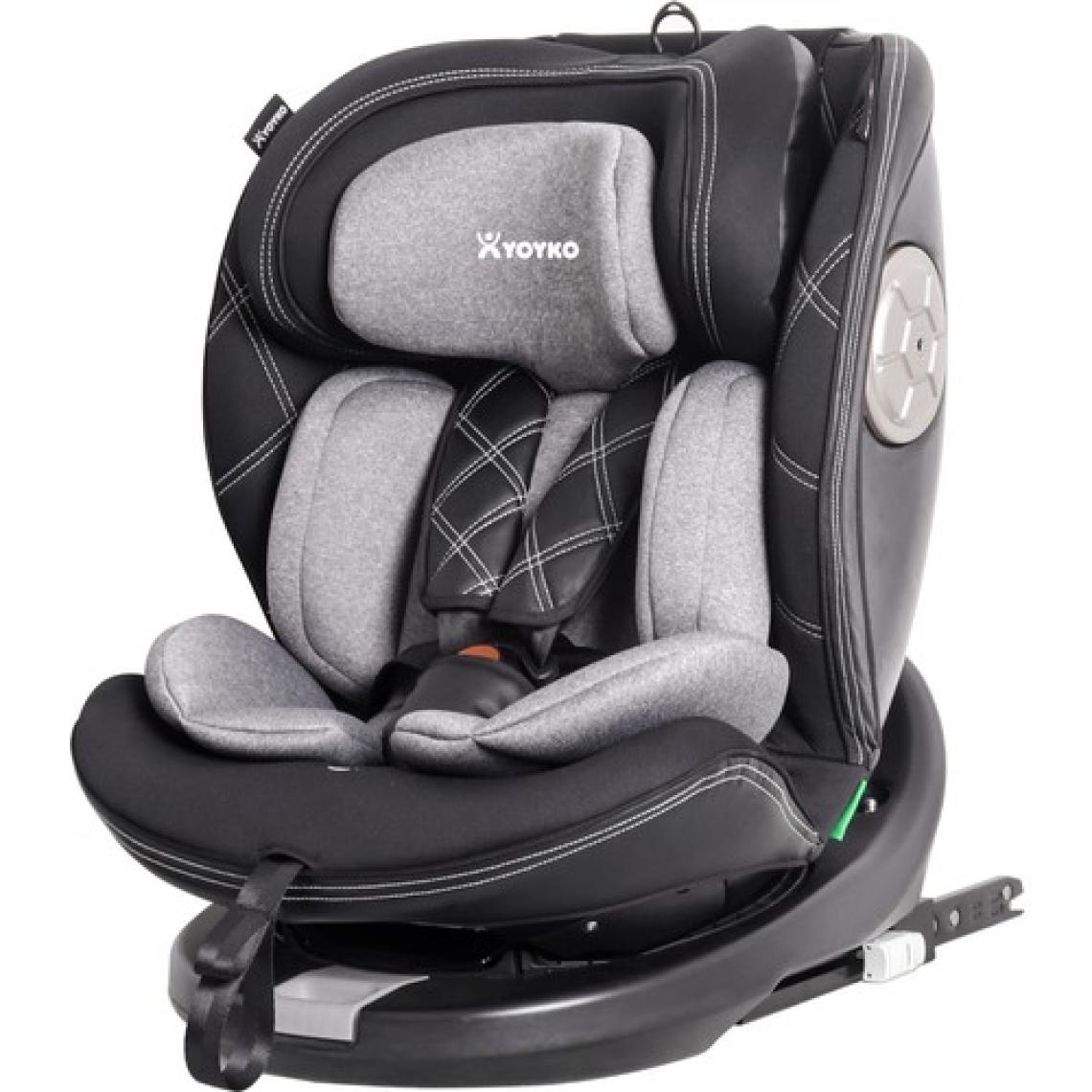 Yoyko Ultimate 360 ° Dönebilir Yatabilir 0-36 Kg Deri Oto Koltuğu ISOFIX/SIP/LATCH Gri