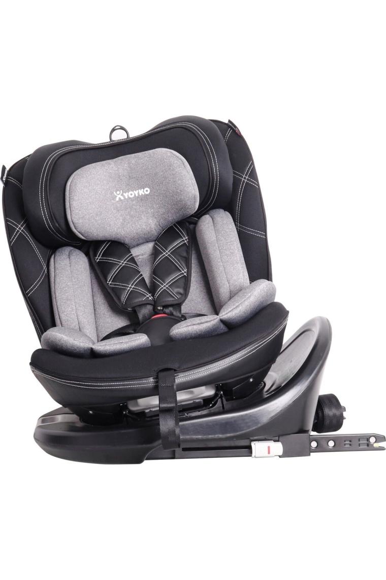 Yoyko Ultimate 360 ° Dönebilir Yatabilir 0-36 Kg Deri Oto Koltuğu ISOFIX/SIP/LATCH Krem