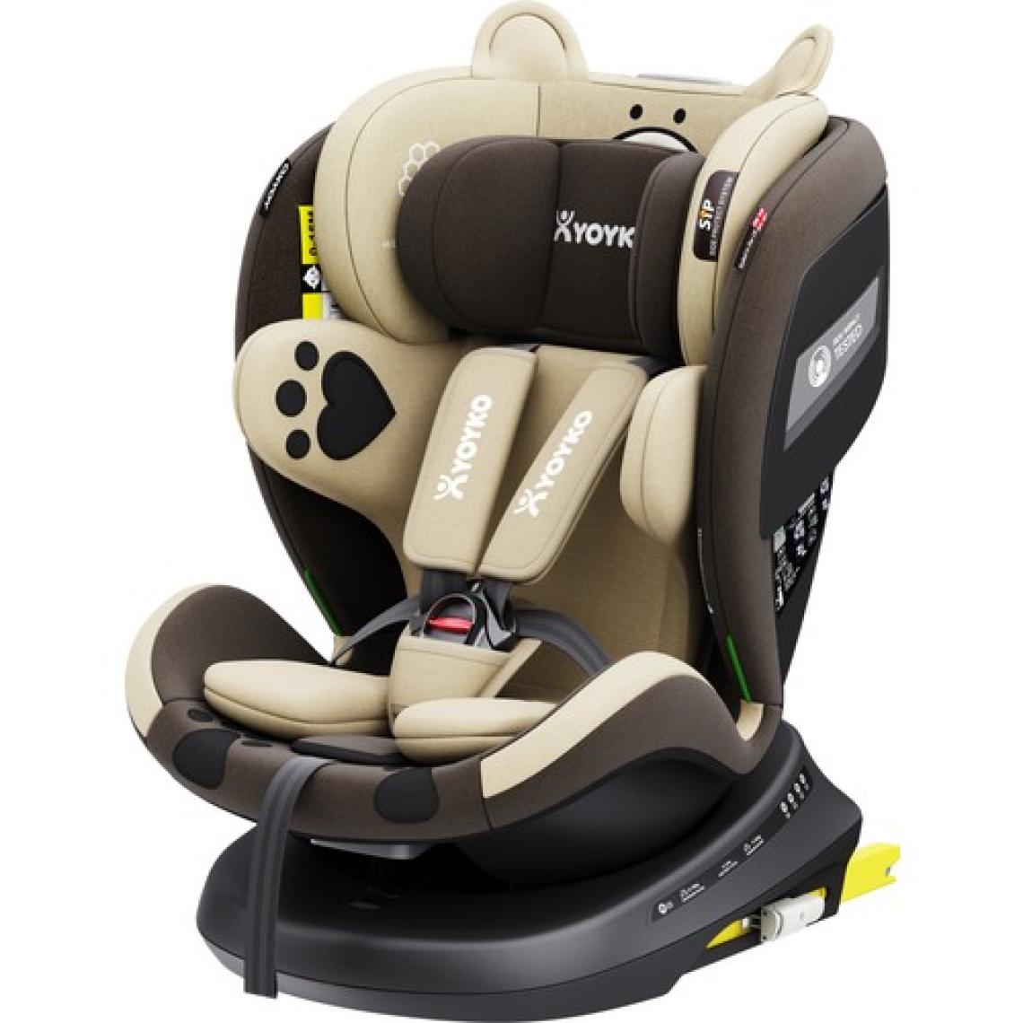 Yoyko Bear 360 ° Dönebilir Yatabilir İSize 036 Kg Oto Koltuğu Isofıx/Sıp/Latch  Kahverengi