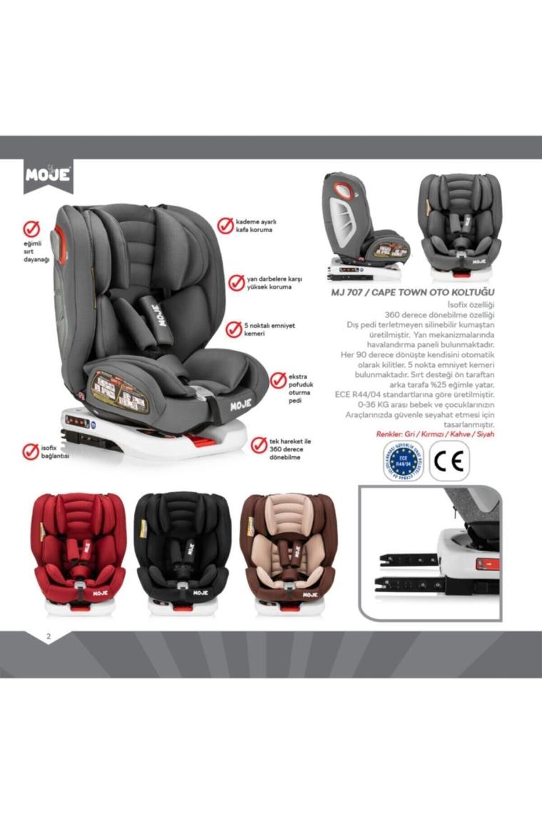 Moje Cape Town 360° Dönebilen Isofixli 0-36 kg Oto Koltuğu Bordo