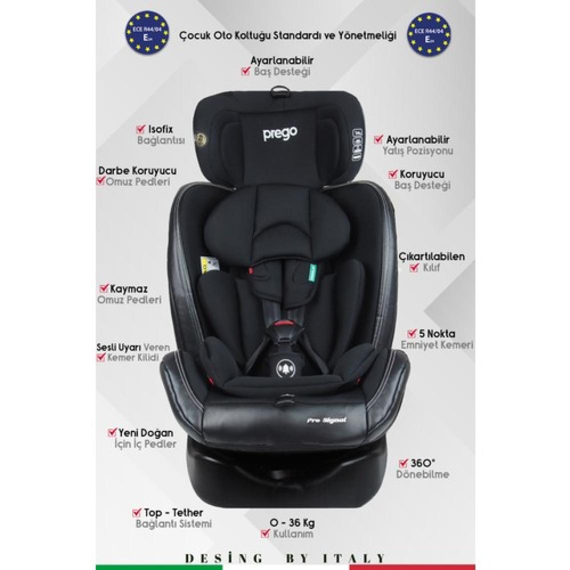 Prego Profix Pro Signal 360 Derece Dönebilen 0-36 kg Isofixli Oto Koltuğu