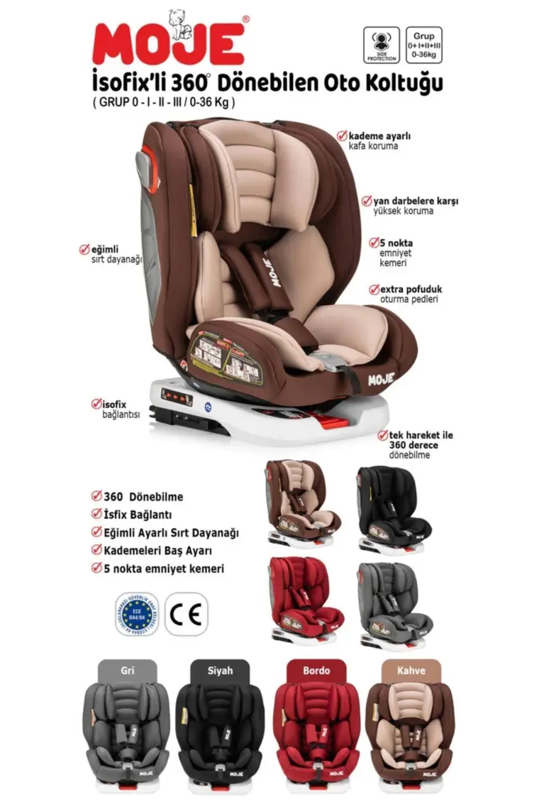 Moje Safe Up 0-36 kg 360° Dönebilen Isofix'li Oto Koltuğu