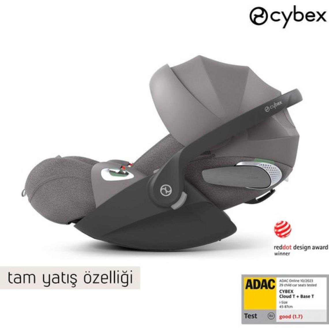 Cybex Cloud T isize Plus (terletmeyen özel kumaş) (Adac ödüllü tam yatışlı bebek puset ana kucağı 0-13 kg)