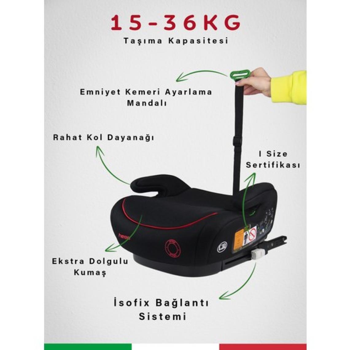 Prego Hera 15-36 kg Emniyet Kemeriyle Kullanılabilen Isofixli Yükseltici Oto Koltuğu