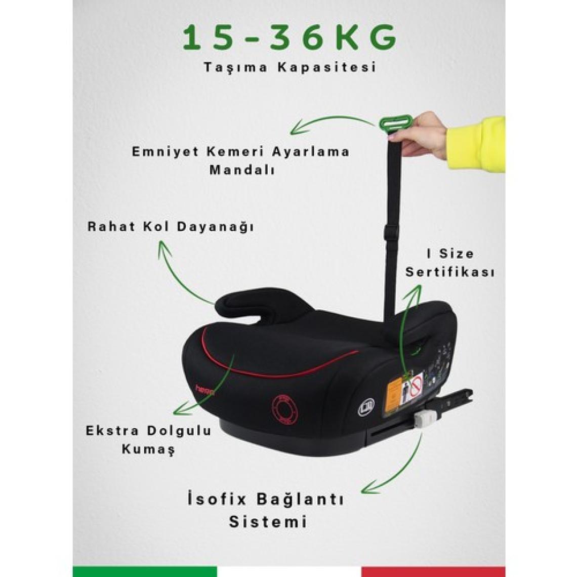 Prego Hera 15-36 kg Emniyet Kemeriyle Kullanılabilen Isofixli Yükseltici Oto Koltuğu