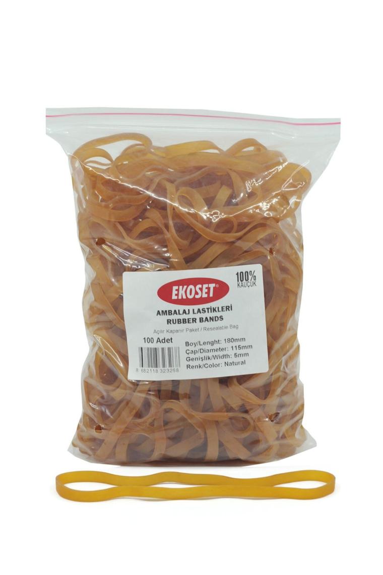 Ekoset Geniş Kalın Kauçuk Paket Ambalaj Kasa Lastiği 180 x 5 mm 100'LÜ