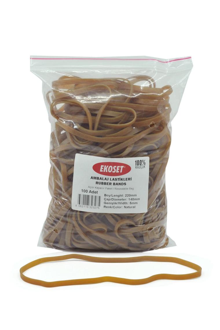 Ekoset Extra Geniş Kalın Kauçuk Paket Ambalaj Kasa Lastiği 220 x 5 mm 100'LÜ