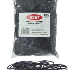 Ekoset Kauçuk Renkli Paket Ambalaj Toka Maydonoz Para Lastiği Siyah 40 mm 1000'LI