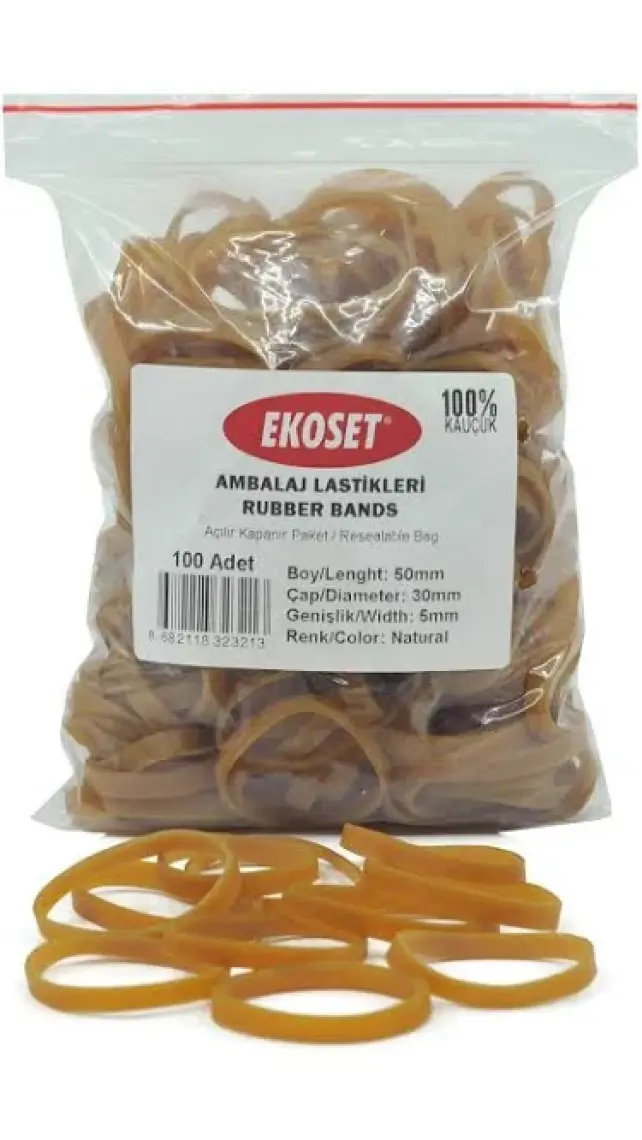 Ekoset Kalın Kauçuk Paket Ambalaj Para Lastiği 50 x 5 mm 100'LÜ