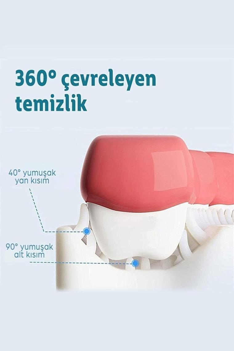 U Şekli Bebek Diş Fırçası Yeni Nesil Fırça Pembe 6 12 Yaş