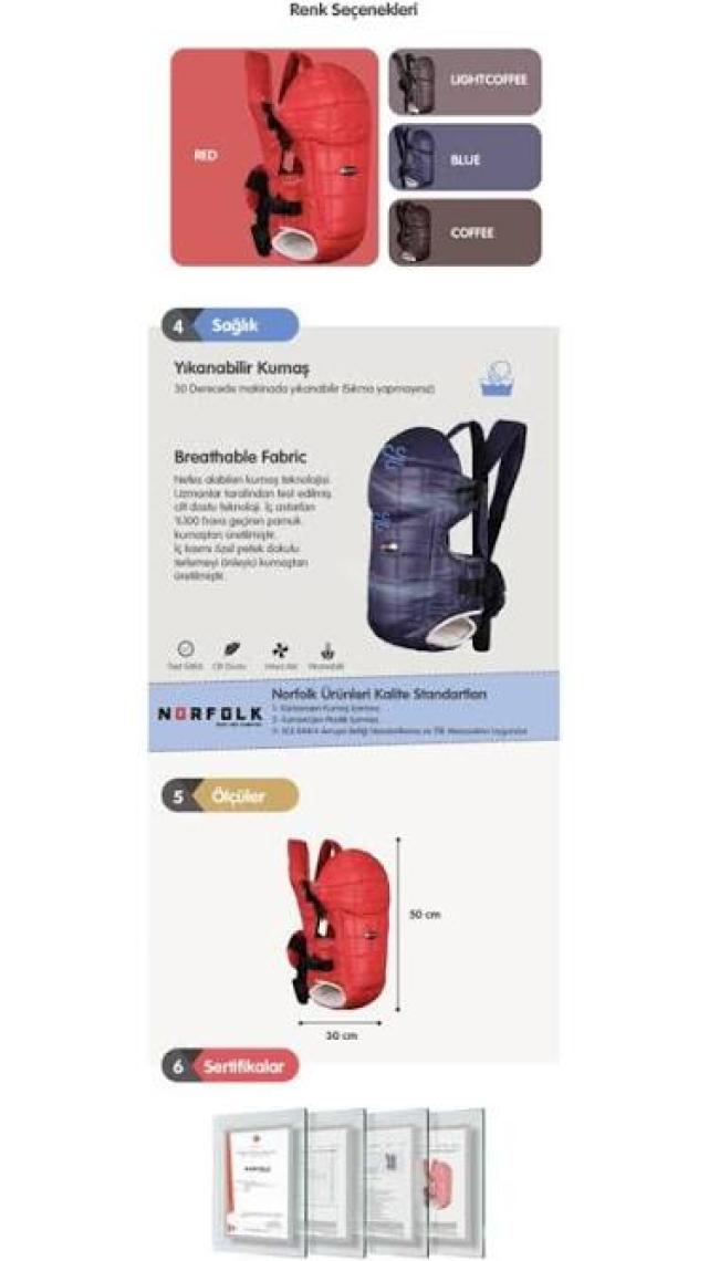 Norfolk Pro Safety Easy Fit Bebek Taşıma Kangurusu - 0-3 Yaş Kanguru - Lacivert
