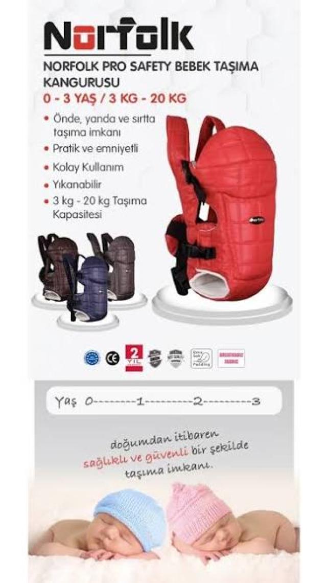 Norfolk Pro Safety Easy Fit Bebek Taşıma Kangurusu - 0-3 Yaş Kanguru - Lacivert