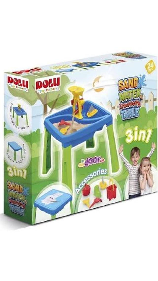 Dolu Su ve Kum Yaratıcılık Masası - Renkli Plastik, Çok Amaçlı Montessori Uyumlu Eğitici Oyun Seti, İç ve Dış Mekan için