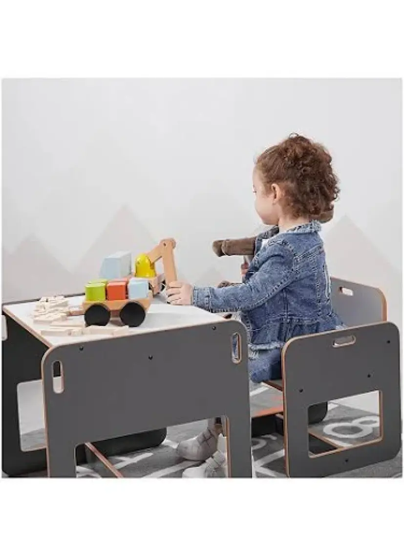 Minera Montessori Kumru Aktivite Masası ve Sandalye Takımı Antrasit
