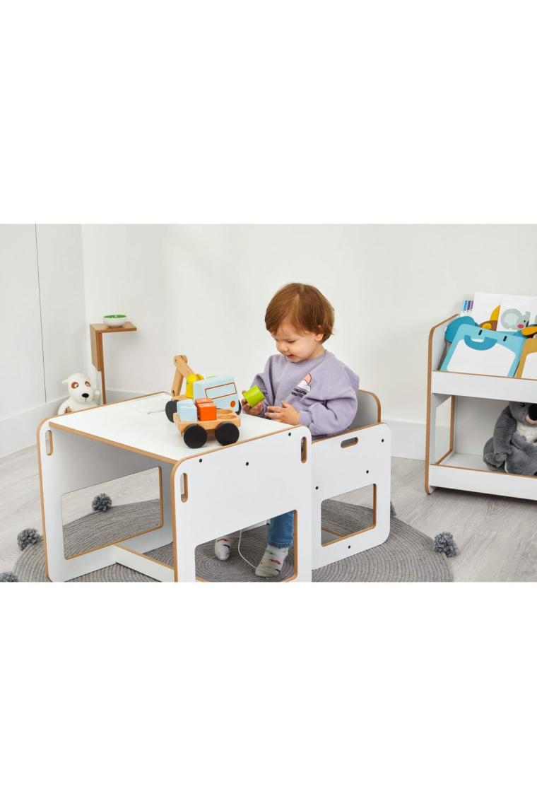 2-4 Yaş Kumru Montessori Çocuk Oyun, Çalışma, Aktivite Masası Ve Sandalyesi / Beyaz