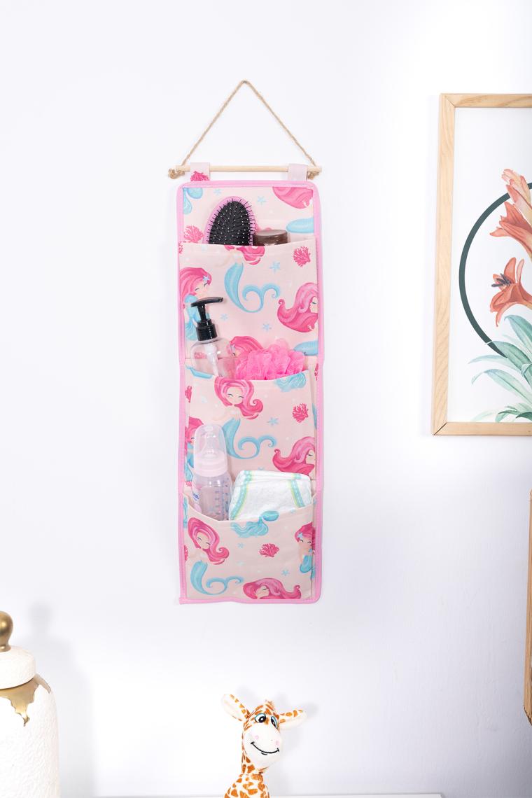 Prendi Home Deniz Kızı Baskılı 3 Cepli Çok Amaçlı Askılı Duvar Tipi Dolap Içi Banyo Mutfak Düzenleyici Organizer 20  x  60