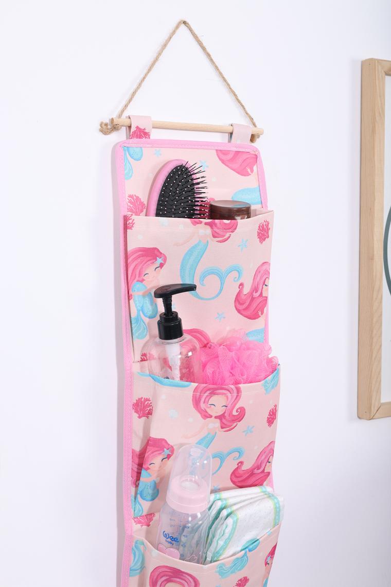 Prendi Home Deniz Kızı Baskılı 3 Cepli Çok Amaçlı Askılı Duvar Tipi Dolap Içi Banyo Mutfak Düzenleyici Organizer 20  x  60