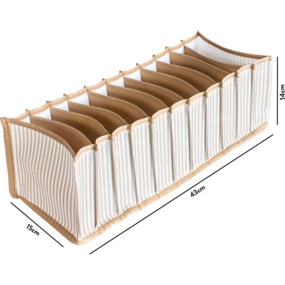 Serstil 11 Gözlü Çekmece Içi Bej Çizgili Düzenleyici Organizer - Medium 15 x 43 x 14 cm