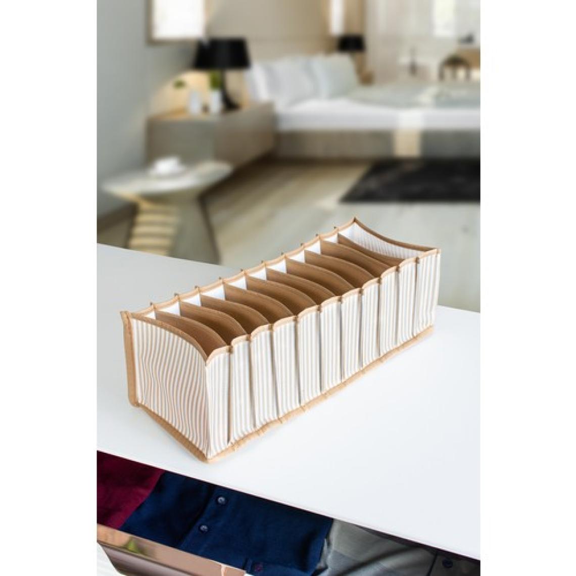 Serstil 11 Gözlü Çekmece Içi Bej Çizgili Düzenleyici Organizer - Medium 15 x 43 x 14 cm