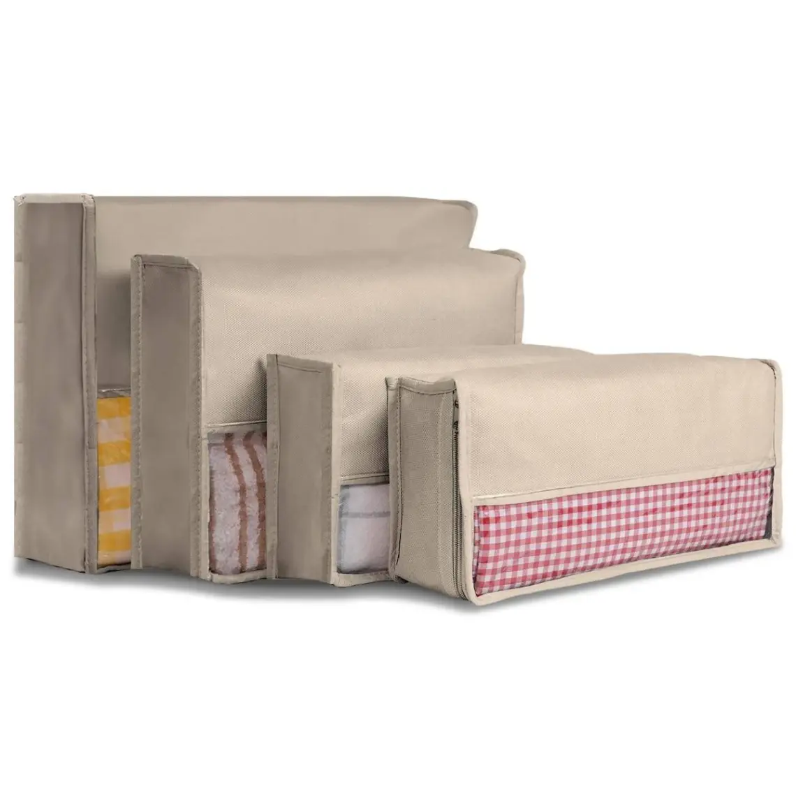 Cuty Home Ev Tekstil Bej Valiz Organizer-4'lü Set