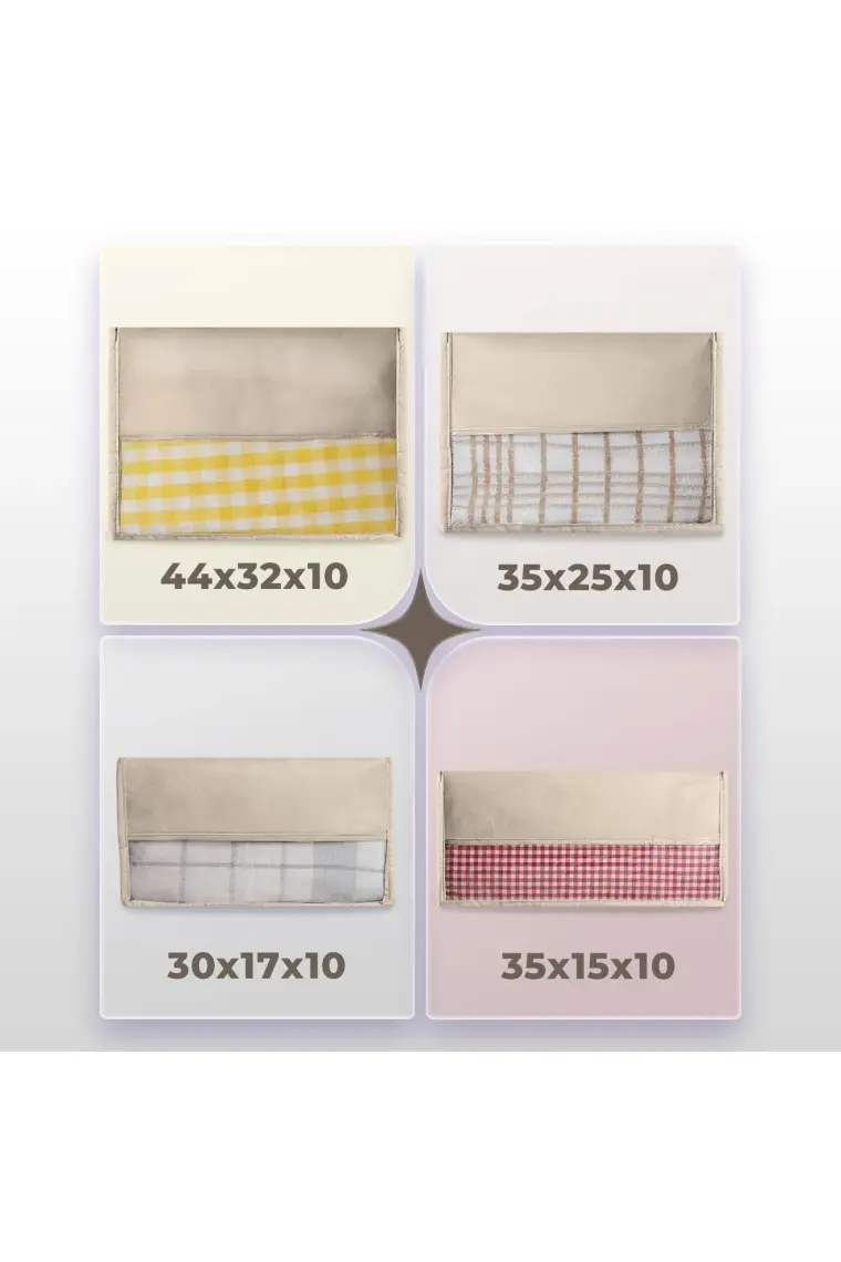Cuty Home Ev Tekstil Bej Valiz Organizer-4'lü Set