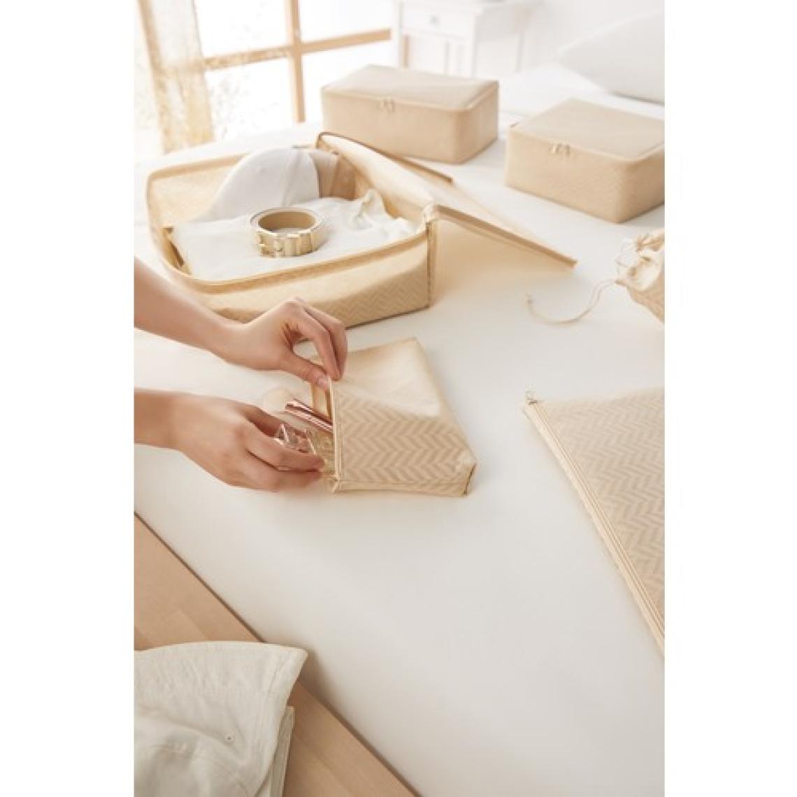 Ocean Home Textile 6'lı Bej Balıksırtı Valiz Düzenleyici Bavul İçi Organizer Set