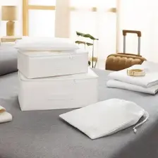 Ocean Home Textile 4'lü Yıkanabilir Beyaz Paraşüt Kumaş Valiz Düzenleyici Bavul İçi Organizer Set