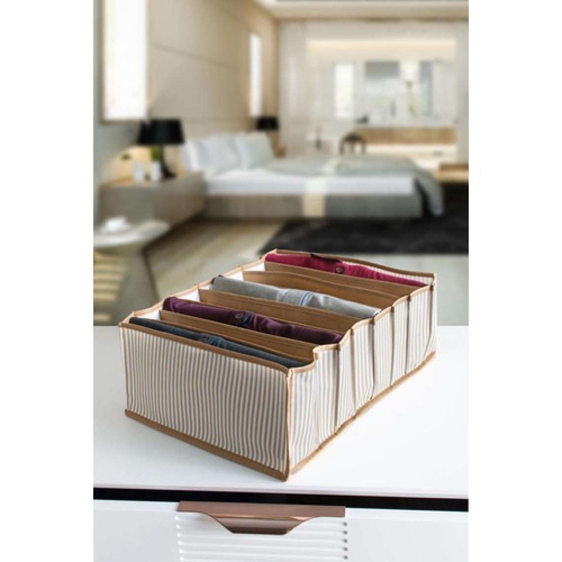 Serstil 8 Gözlü Çekmece Içi Bej Çizgili Düzenleyici Organizer - Xlarge 30 x 39 x 14 cm