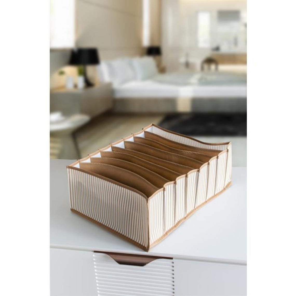 Serstil 8 Gözlü Çekmece Içi Bej Çizgili Düzenleyici Organizer - Xlarge 30 x 39 x 14 cm