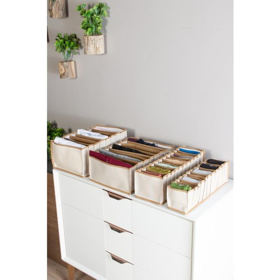 Serstil 8 Gözlü Çekmece Içi Bej Çizgili Düzenleyici Organizer - Xlarge 30 x 39 x 14 cm
