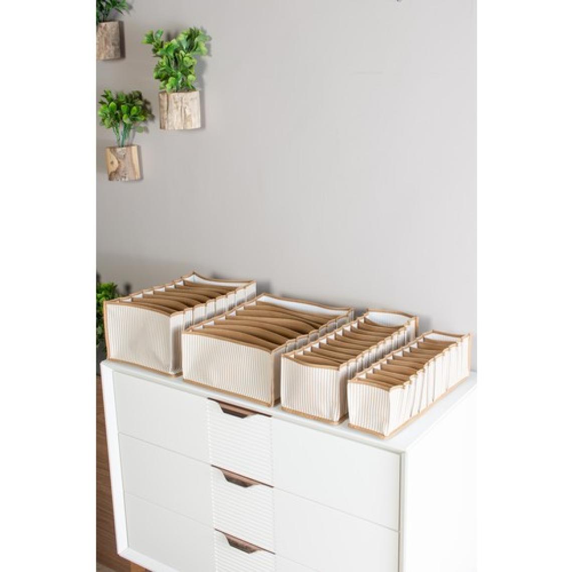 Serstil 8 Gözlü Çekmece Içi Bej Çizgili Düzenleyici Organizer - Xlarge 30 x 39 x 14 cm