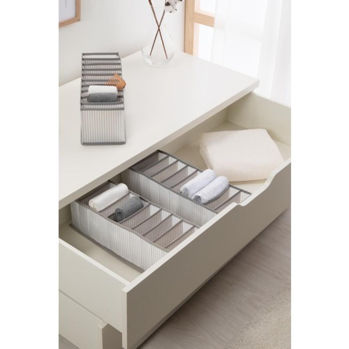 Ocean Home Textile 3 Adet 10 Bölmeli Gri Çizgili Dolap Çekmece İçi Akordiyon Katlanır Çamaşır Düzenleyici Organizer