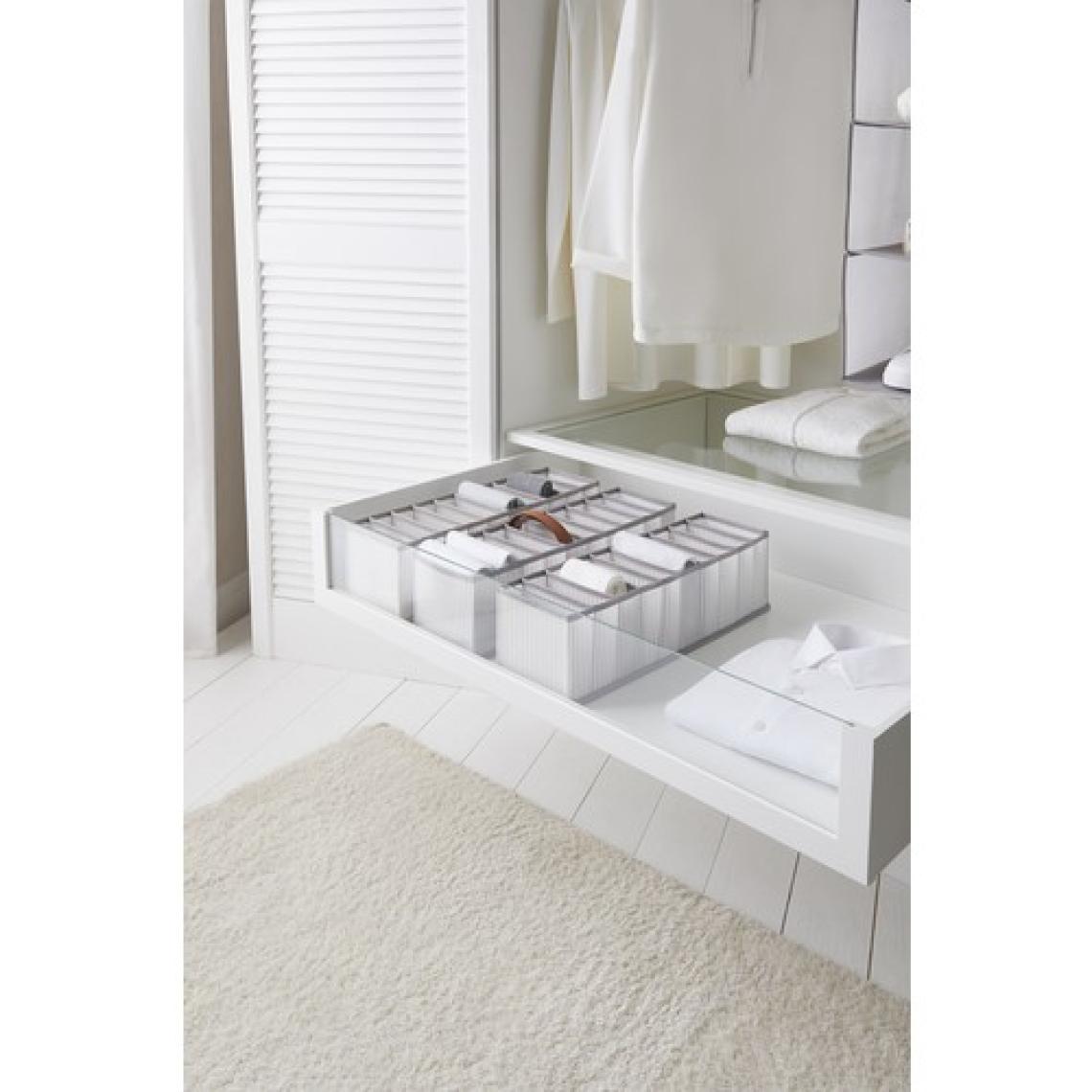 Ocean Home Textile 3 Adet 10 Bölmeli Gri Çizgili Dolap Çekmece İçi Akordiyon Katlanır Çamaşır Düzenleyici Organizer