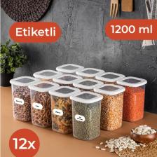 Metra Shop Vienev Etiketli Foly Kare Erzak Saklama Kabı Seti 12LI 1,2 Orta Boy Beyaz