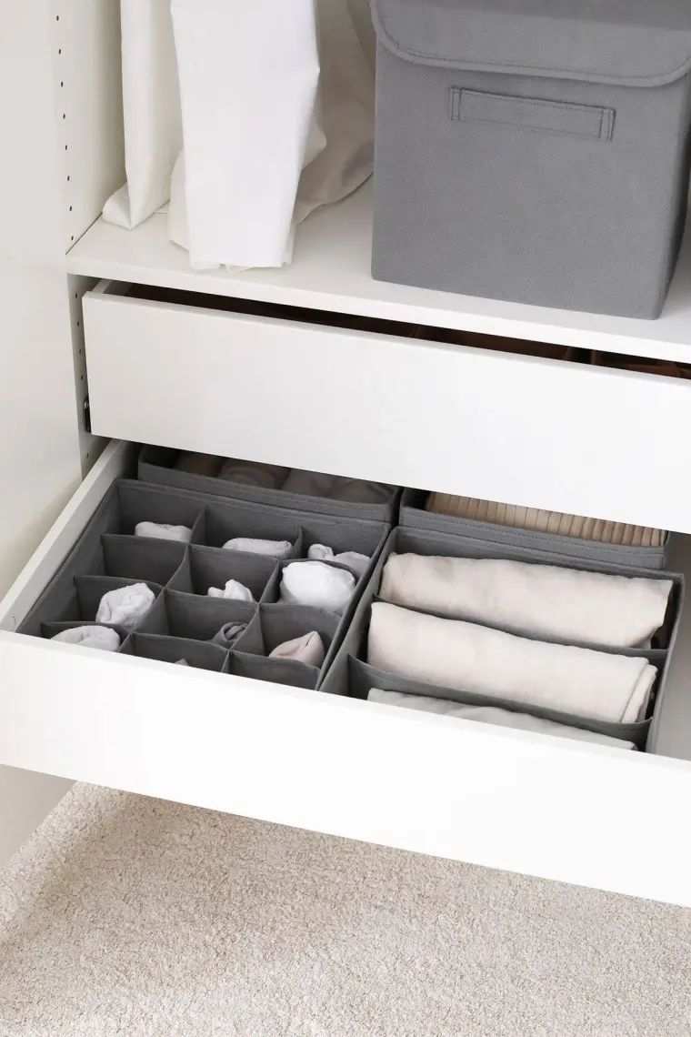 Rek Home 4'lü Gri Çocuk Odası Dolap Çekmece Içi Çamaşır Çorap Düzenleyici Petek Akordiyon Organizer