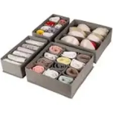Rek Home 4'lü Gri Çocuk Odası Dolap Çekmece Içi Çamaşır Çorap Düzenleyici Petek Akordiyon Organizer