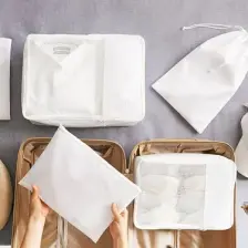 Ocean Home Textile 4'lü Yıkanabilir Beyaz Paraşüt Kumaş Valiz Düzenleyici Bavul İçi Organizer Set
