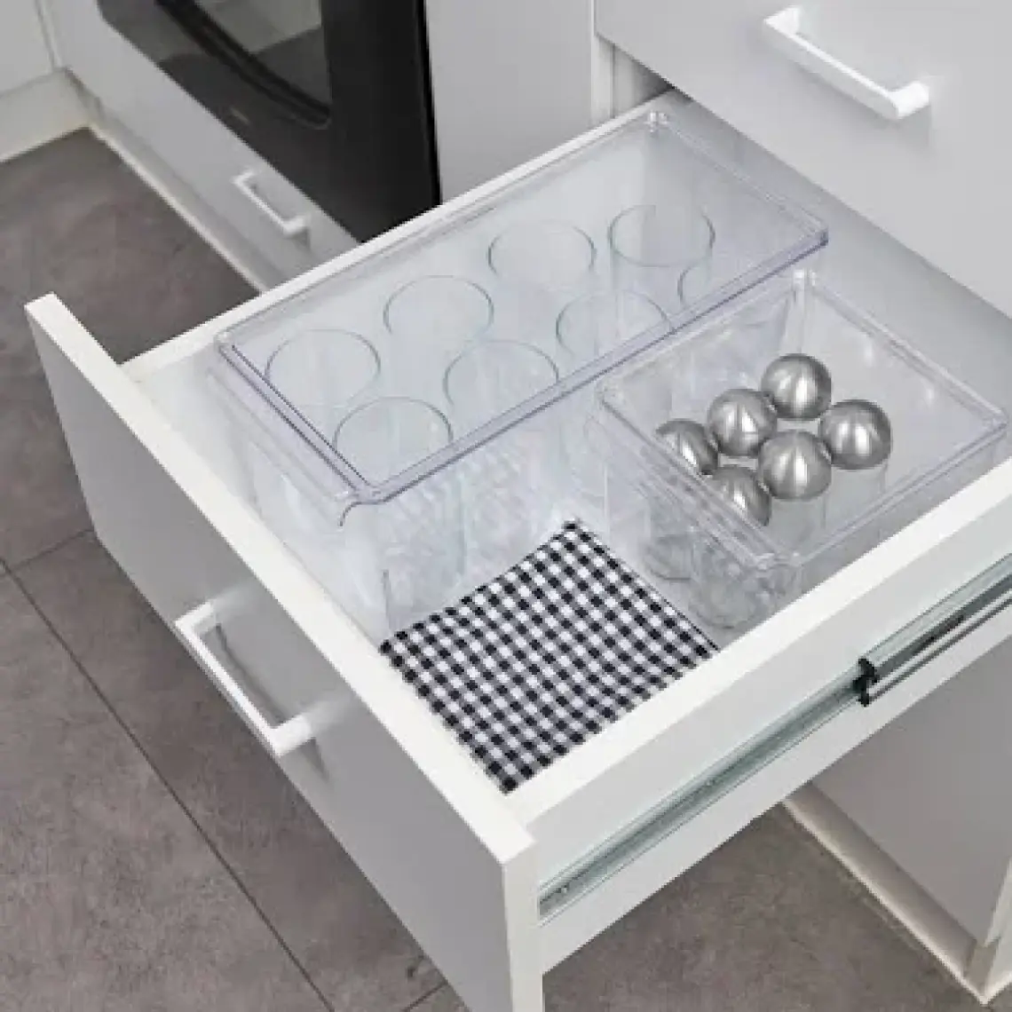 Buzdolabı Ve Dolap Içi Mutfak Banyo Kapaklı Küp Düzenleyici Şeffaf 165*355*160 Mm