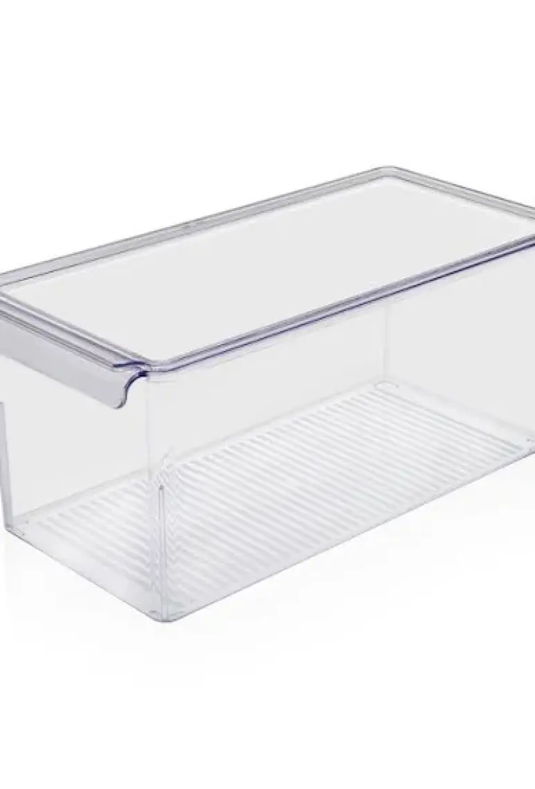 Buzdolabı Ve Dolap Içi Mutfak Banyo Kapaklı Küp Düzenleyici Şeffaf 165*355*160 Mm