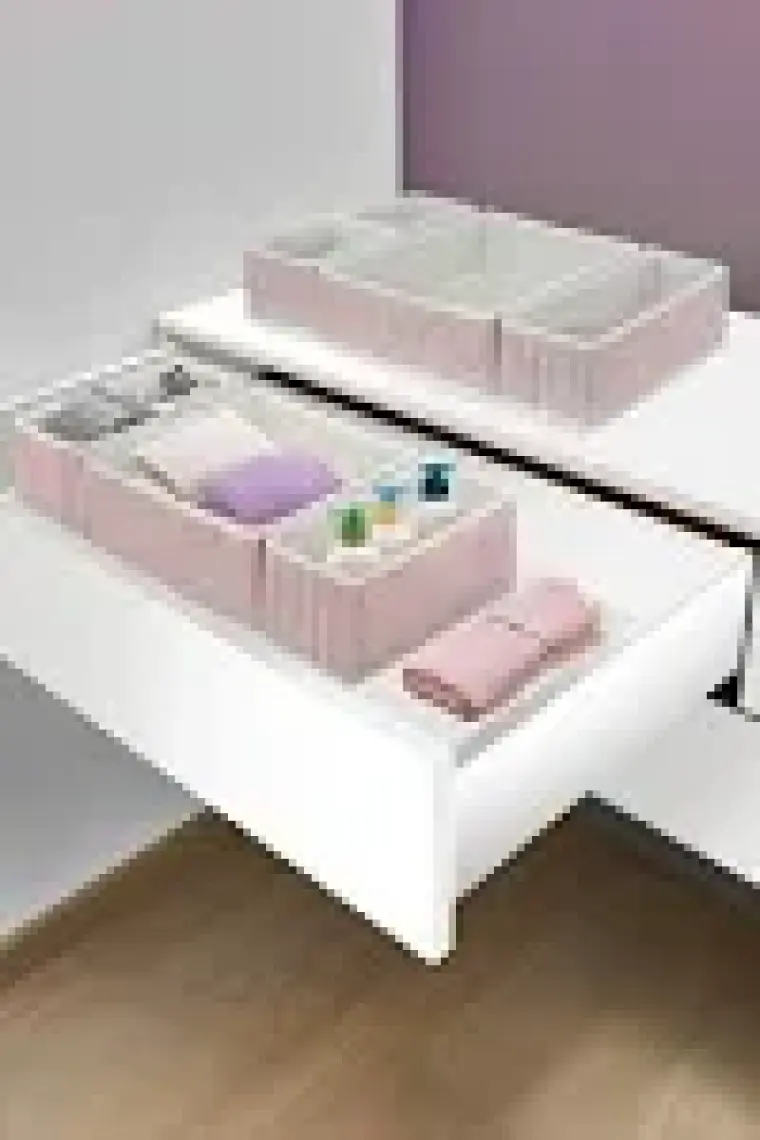 Prendi Home 4'lü Pudra Çizgili Dolap,çekmece Içi Organizer Düzenleyici Seti 28 x 28 x 13-28 x 13 x 13-13 x 13 x 13