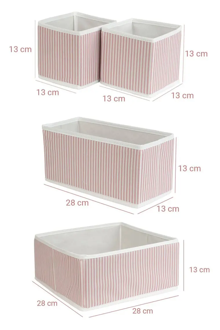 Prendi Home 4'lü Pudra Çizgili Dolap,çekmece Içi Organizer Düzenleyici Seti 28 x 28 x 13-28 x 13 x 13-13 x 13 x 13
