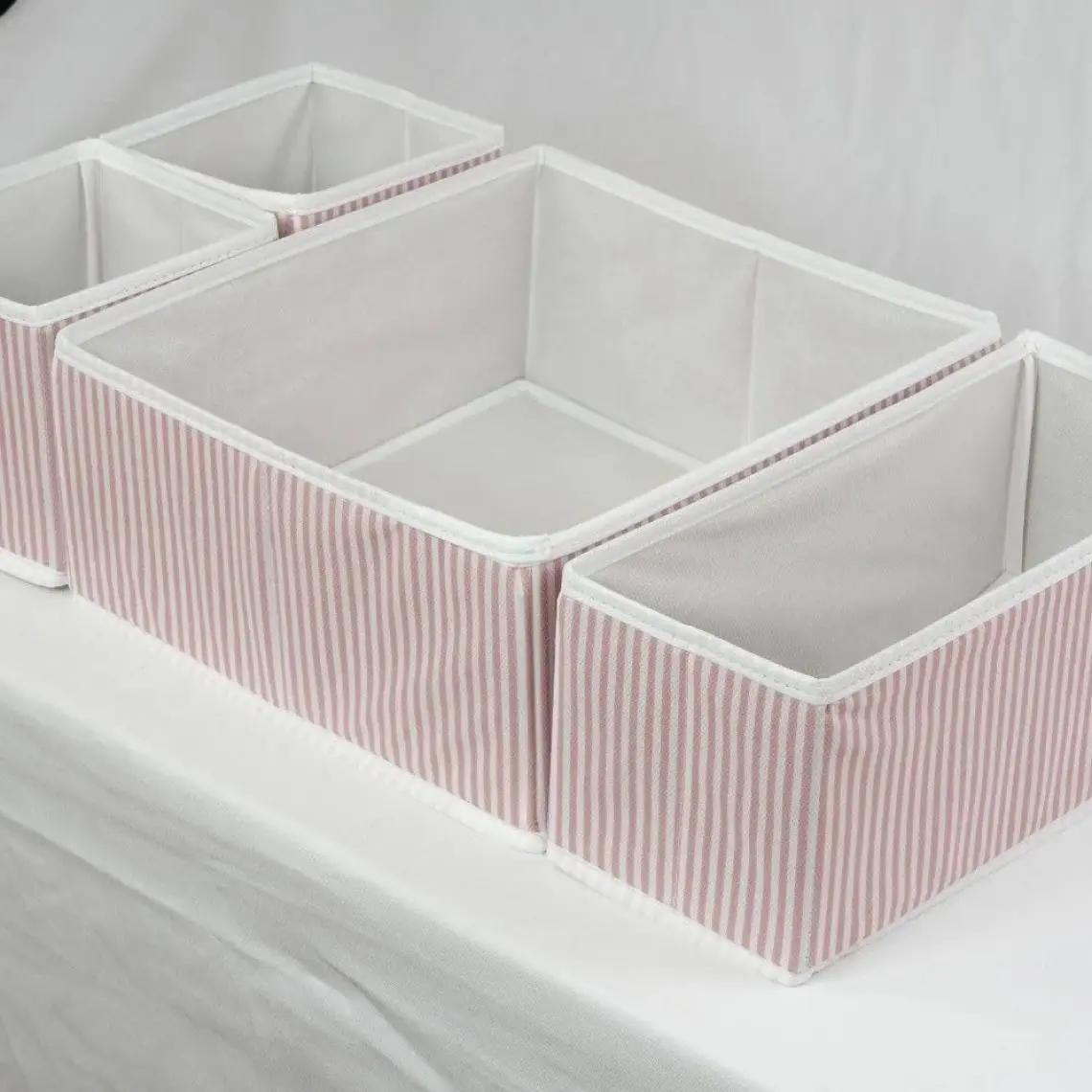 Prendi Home 4'lü Pudra Çizgili Dolap,çekmece Içi Organizer Düzenleyici Seti 28 x 28 x 13-28 x 13 x 13-13 x 13 x 13